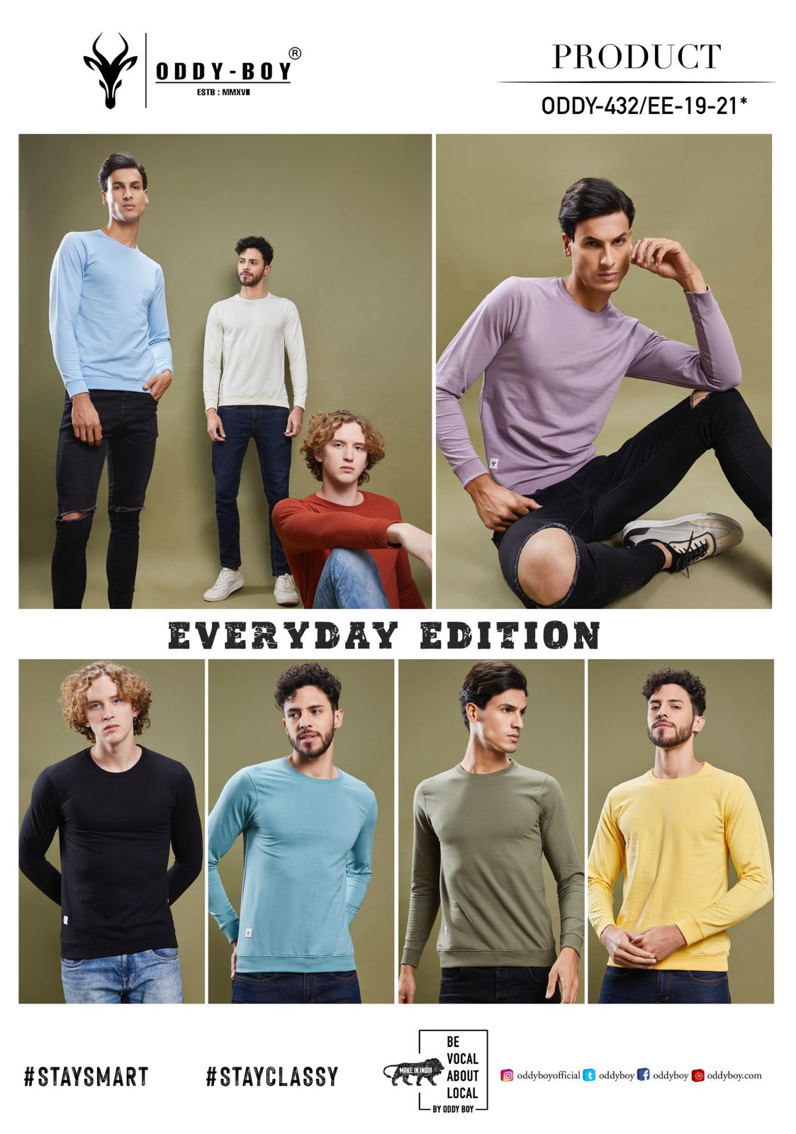 432Ee-19-21 Everyday Cotton Looper Mens Tshirts Supplier
