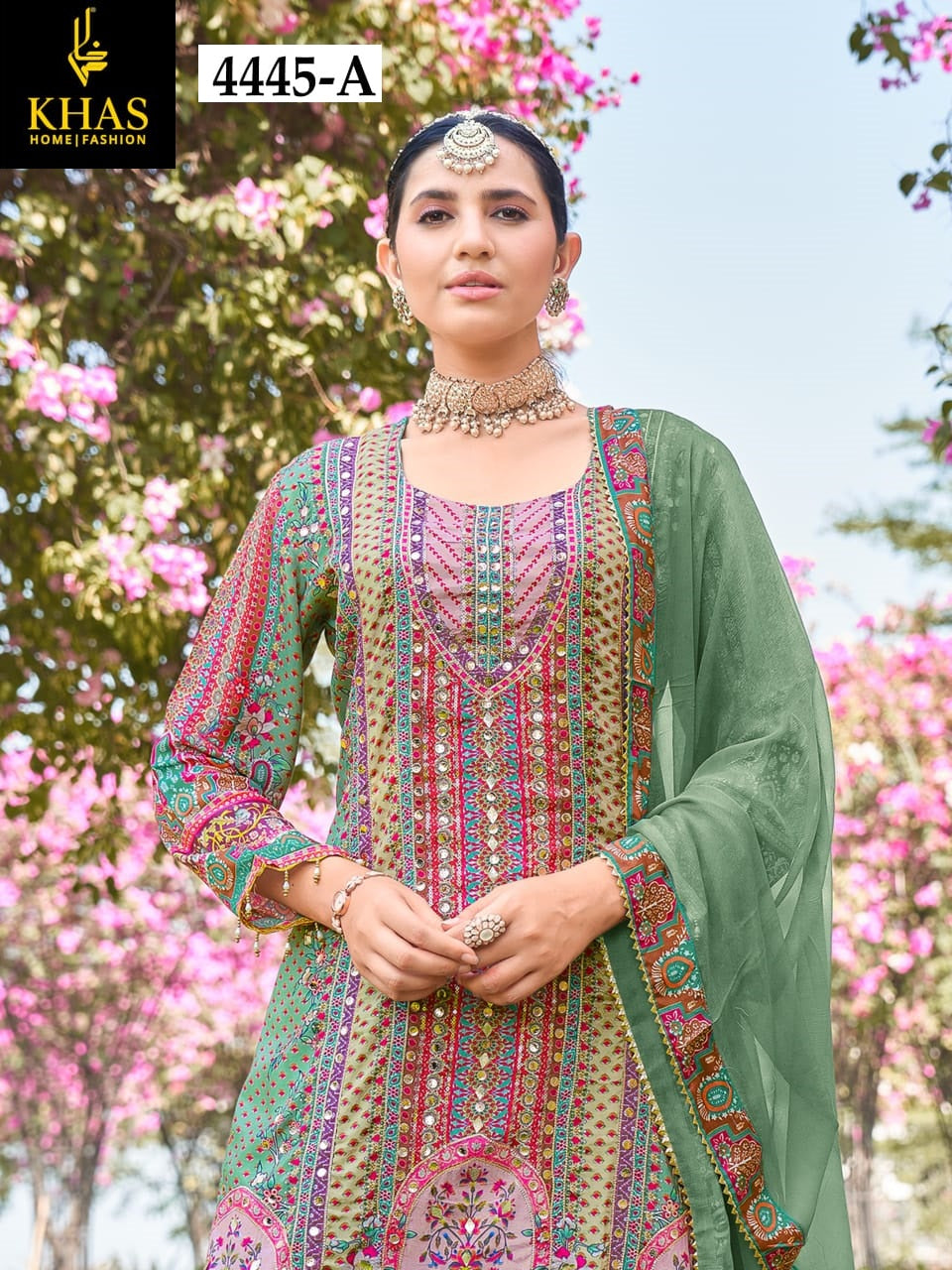 4445-A Khas Pure Viscose Muslin Pakistani Readymade Suits Supplier India