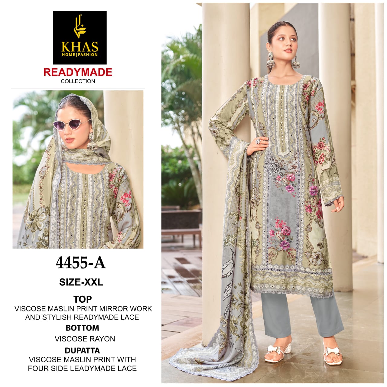 4445 Abc Khas Viscose Muslin Pakistani Readymade Suits Wholesaler India