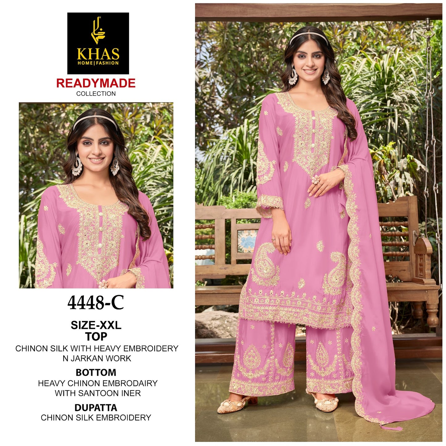 4448 Abc Khas Chinon Silk Pakistani Readymade Suits Wholesale