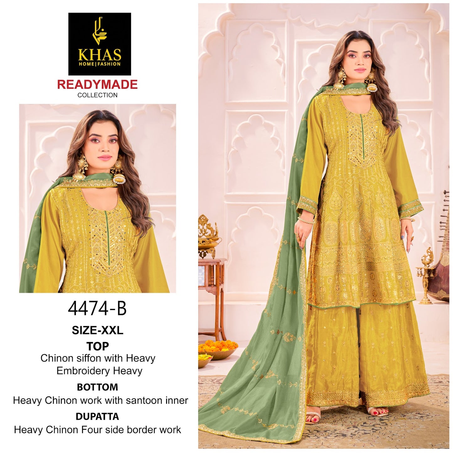 4474 Ab Khas Chinon Pakistani Readymade Suits Exporter