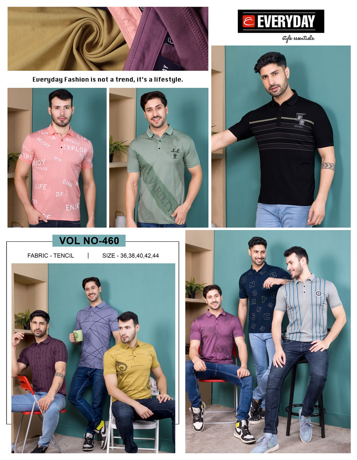 460 Everyday Tencil Lycra Mens Tshirts Exporter Gujarat