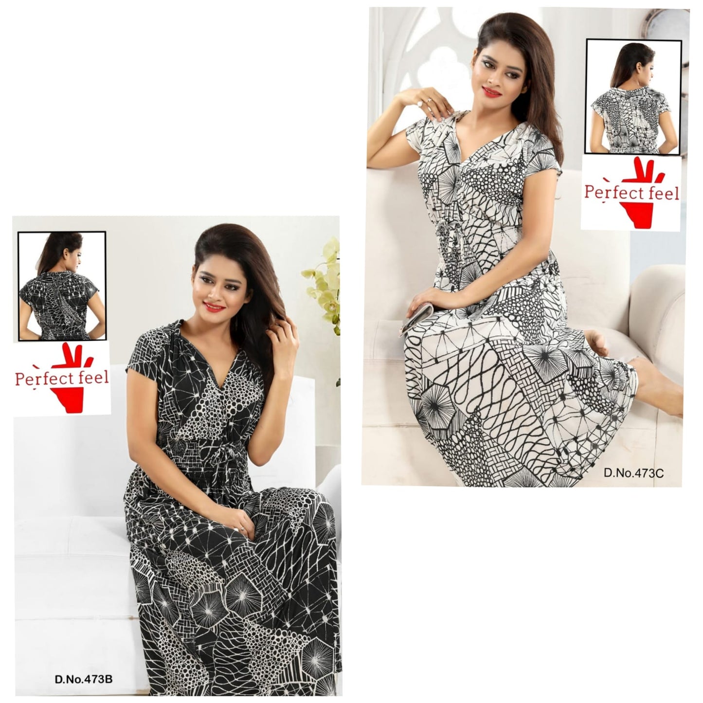473 Perfect Feel Textured Night Gowns Supplier Ahmedabad