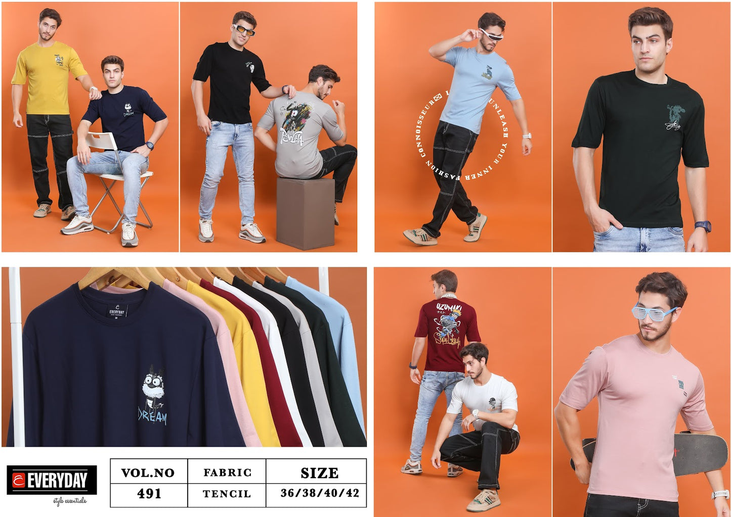491 Everyday Tencil Lycra Mens Tshirts Wholesale Price