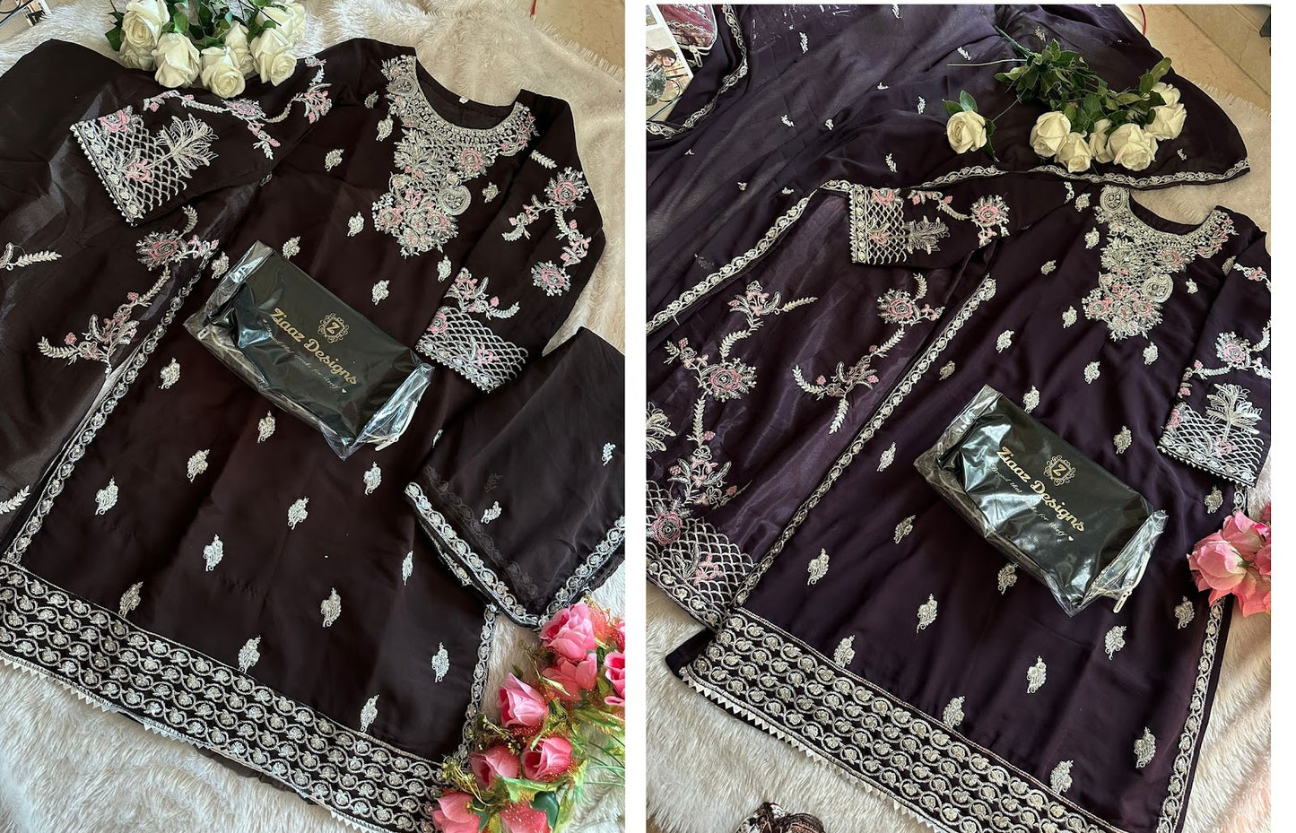 496-497 Ziaaz Designs Georgette Pakistani Salwar Suits