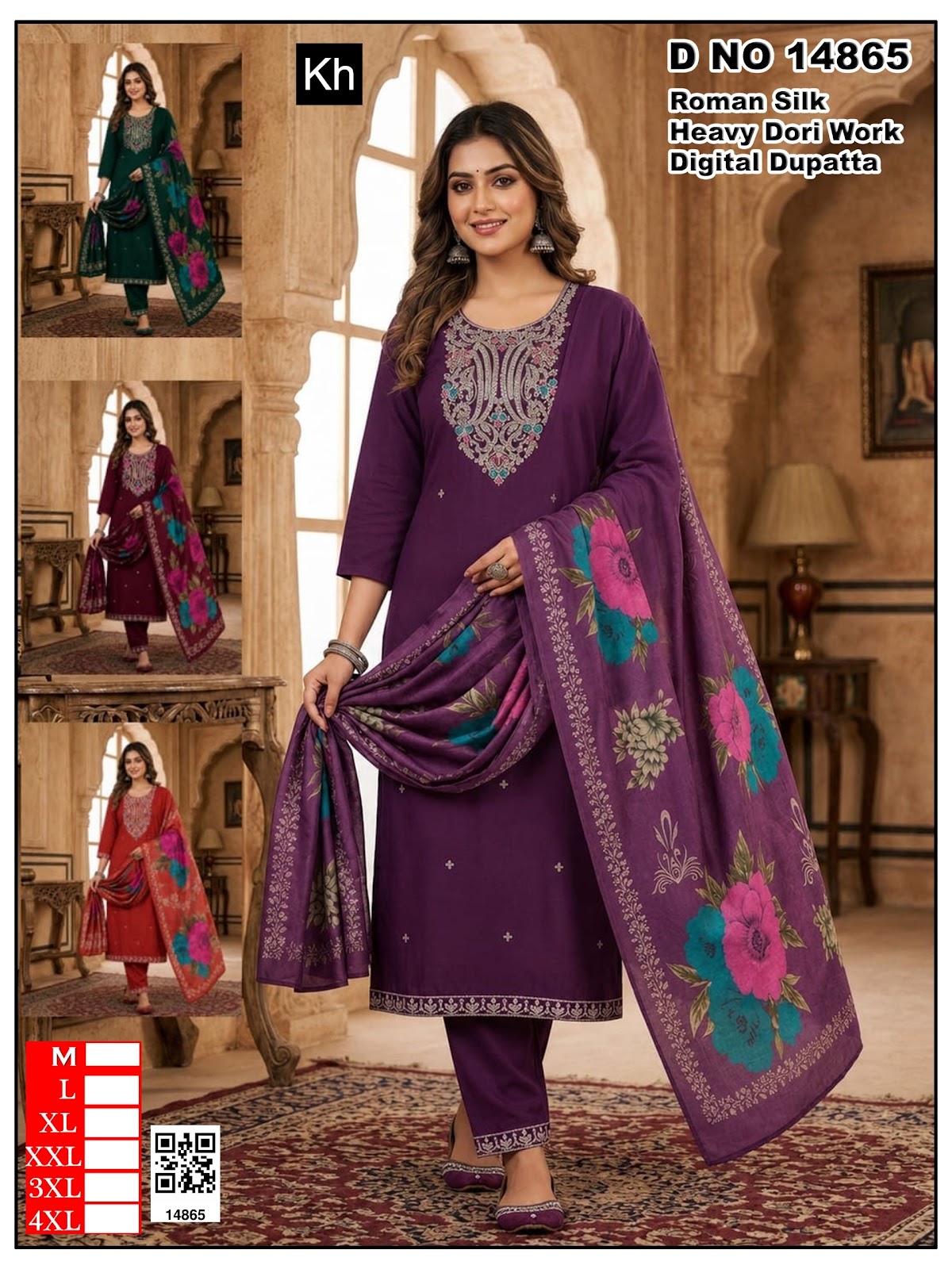 4 Colour Chart Kh Roman Silk Readymade Pant Style Suits Exporter Gujarat