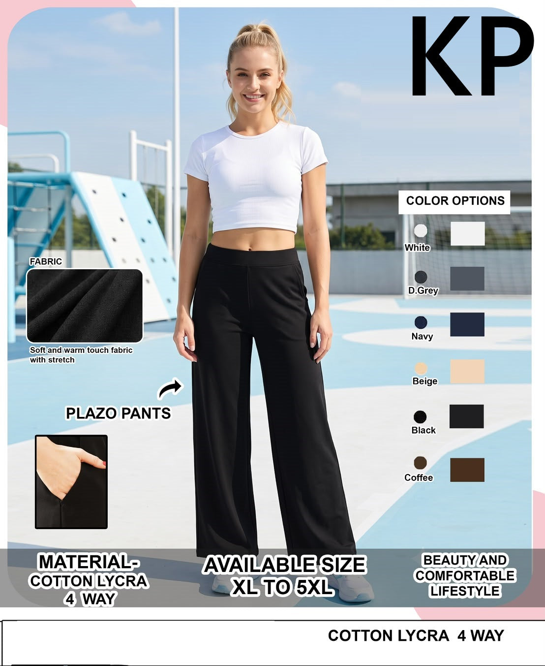 4 Way Lycra Plus Size Kp Cotton Women Pants Exporter India