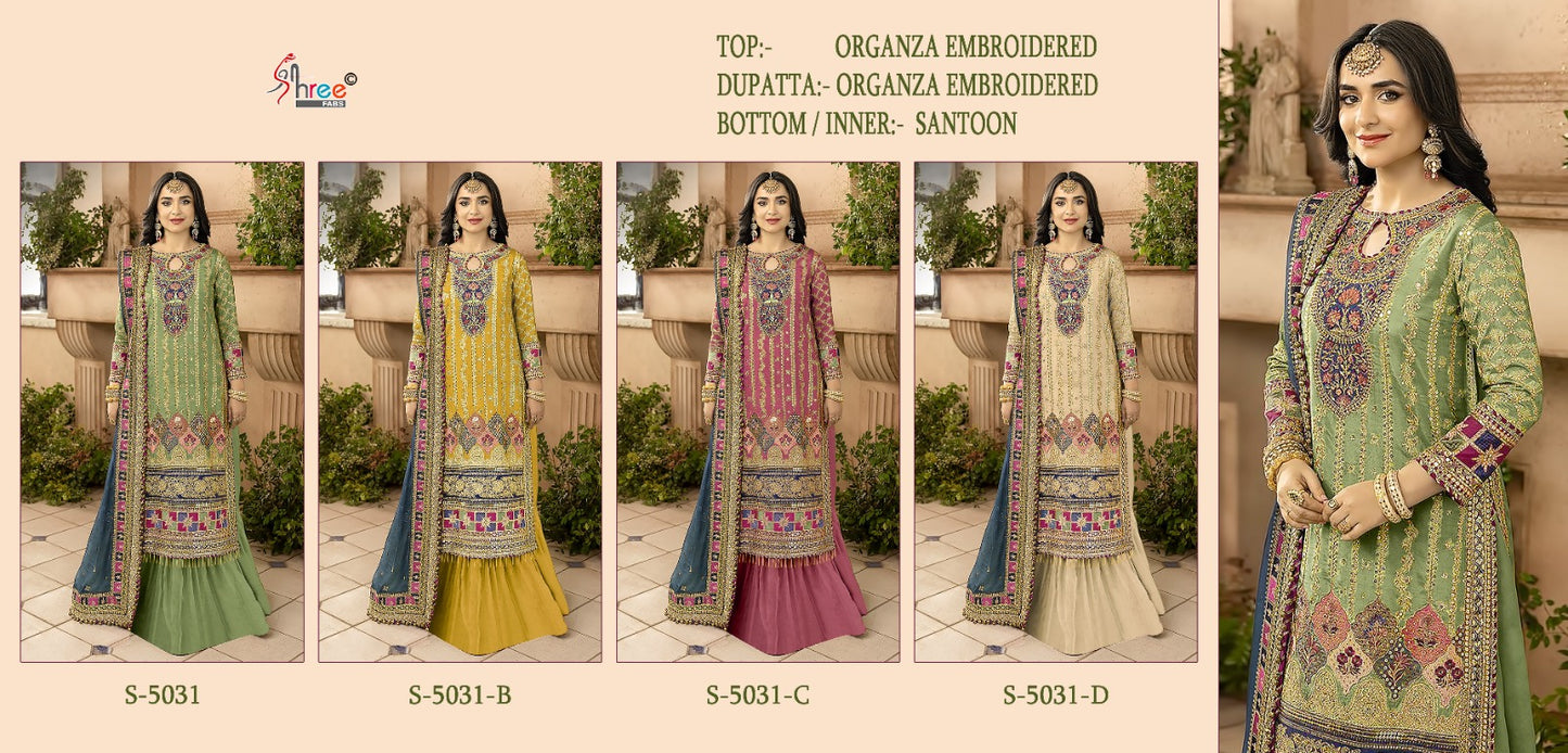 5031 Shree Fabs Organza Silk Pakistani Salwar Suits Supplier India
