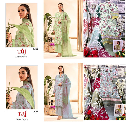 504-505 Taj Creations Pure Cotton Pakistani Salwar Suits