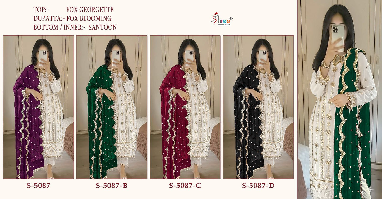 5087 Shree Fabs Fox Georgette Pakistani Salwar Suits Manufacturer