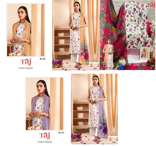 510-511 Taj Creations Pure Cotton Pakistani Salwar Suits