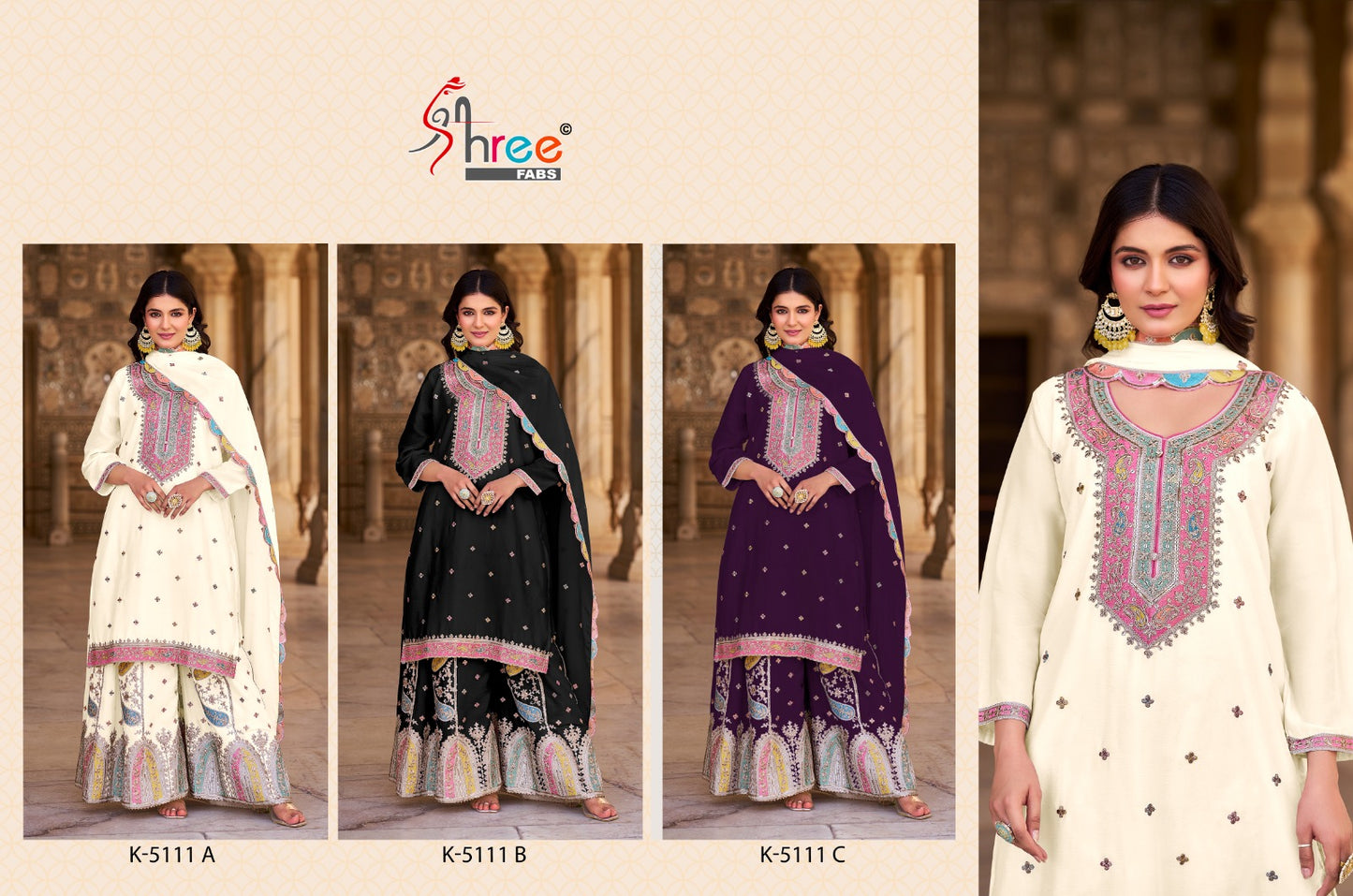 5111 Shree Fabs Chinon Silk Pakistani Salwar Suits Supplier