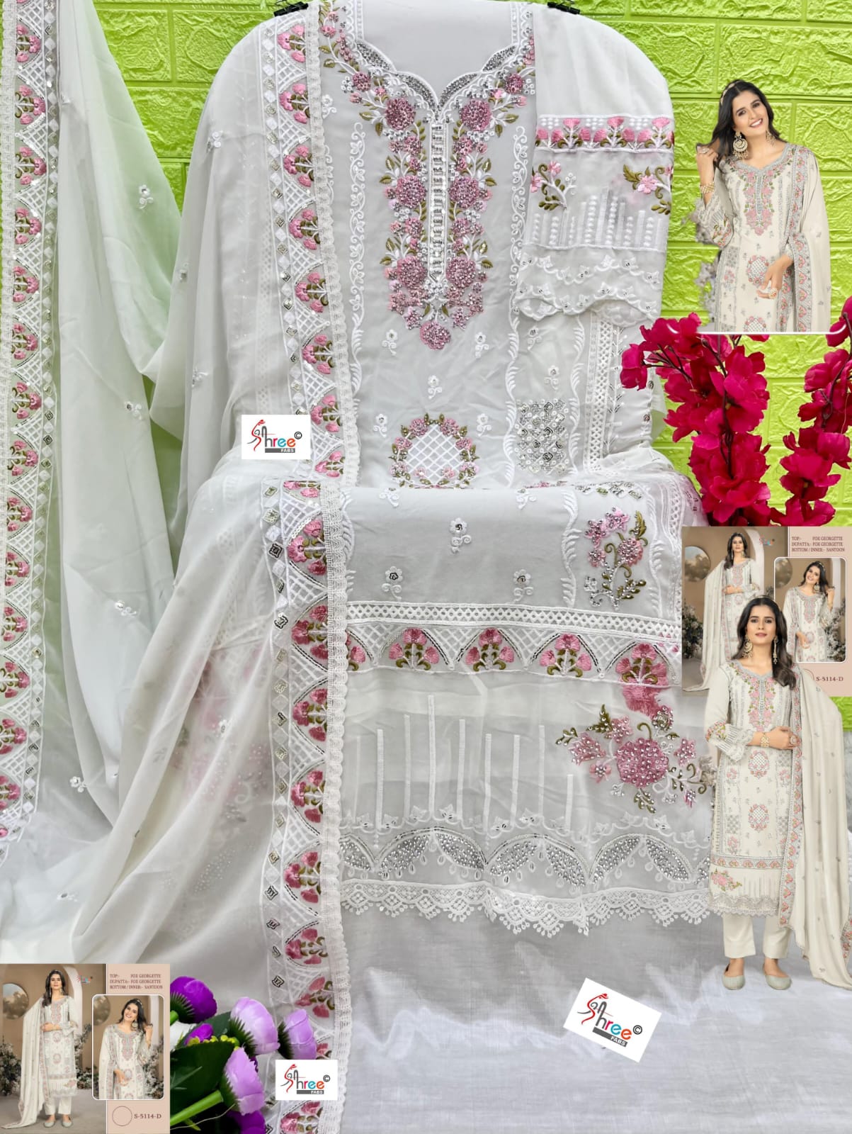 5114Abcd Shree Fabs Fox Georgette Pakistani Salwar Suits Wholesaler Gujarat