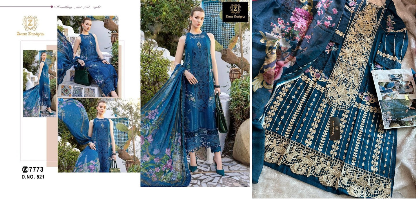 520-521 Ziaaz Designs Rayon Cotton Pakistani Salwar Suits