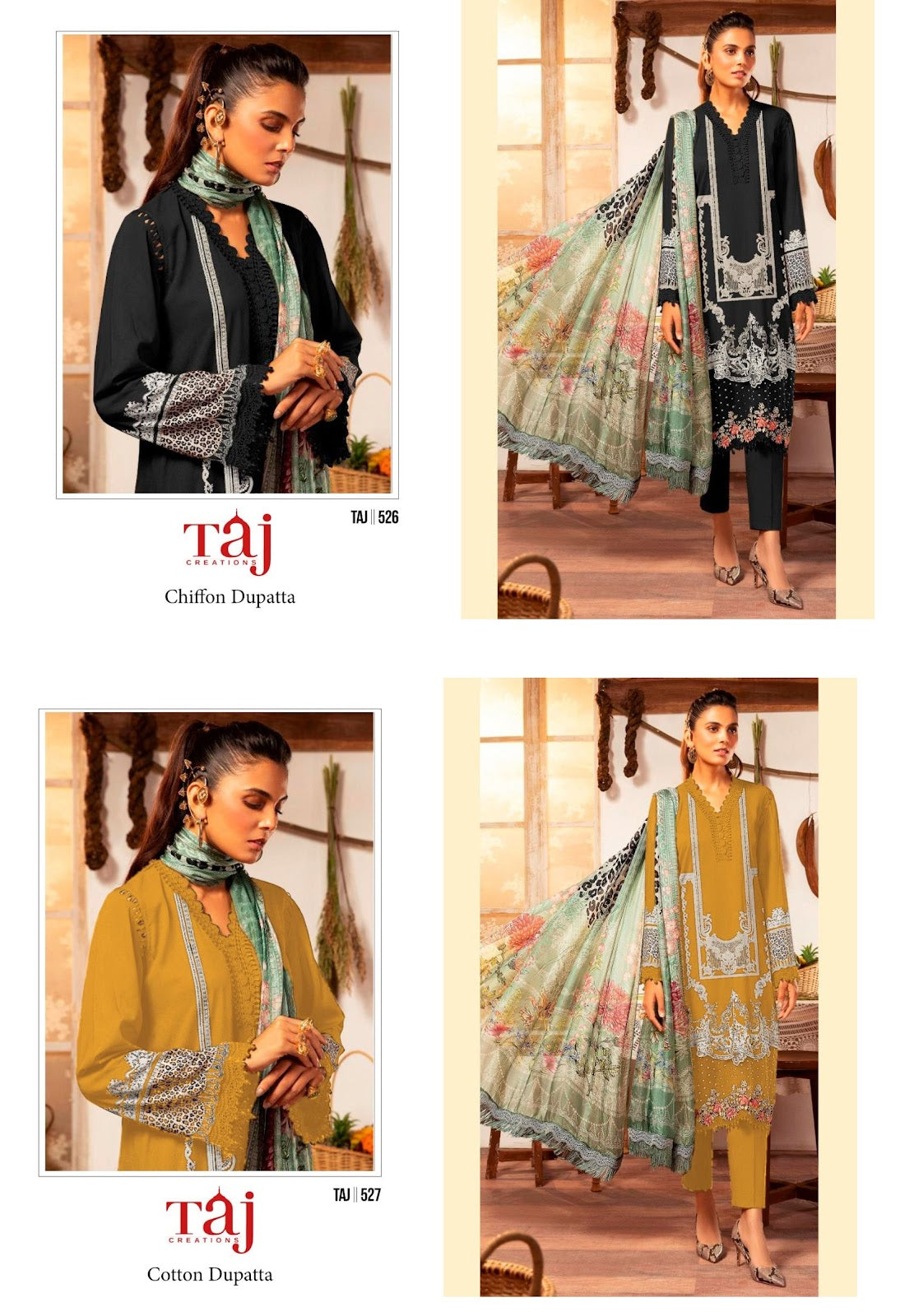 526-527 Taj Creations Pure Cotton Pakistani Salwar Suits Supplier Ahmedabad
