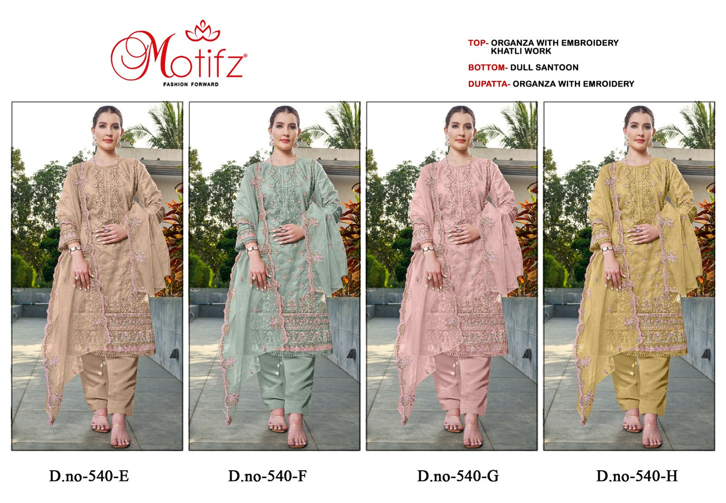 540 Motifz Organza Pakistani Salwar Suits