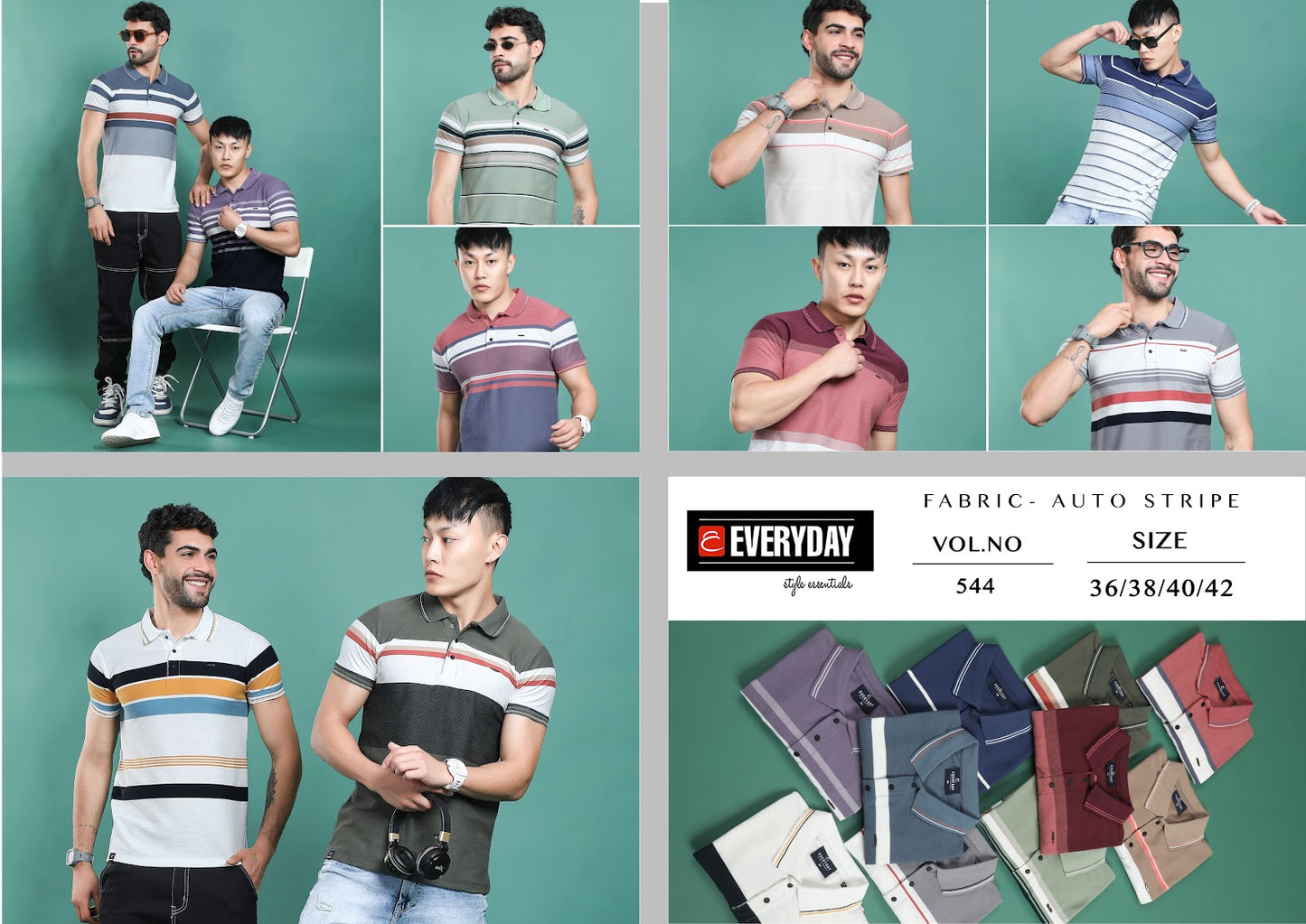 544 Everyday Auto Stripes Mens Tshirts Wholesale Rate