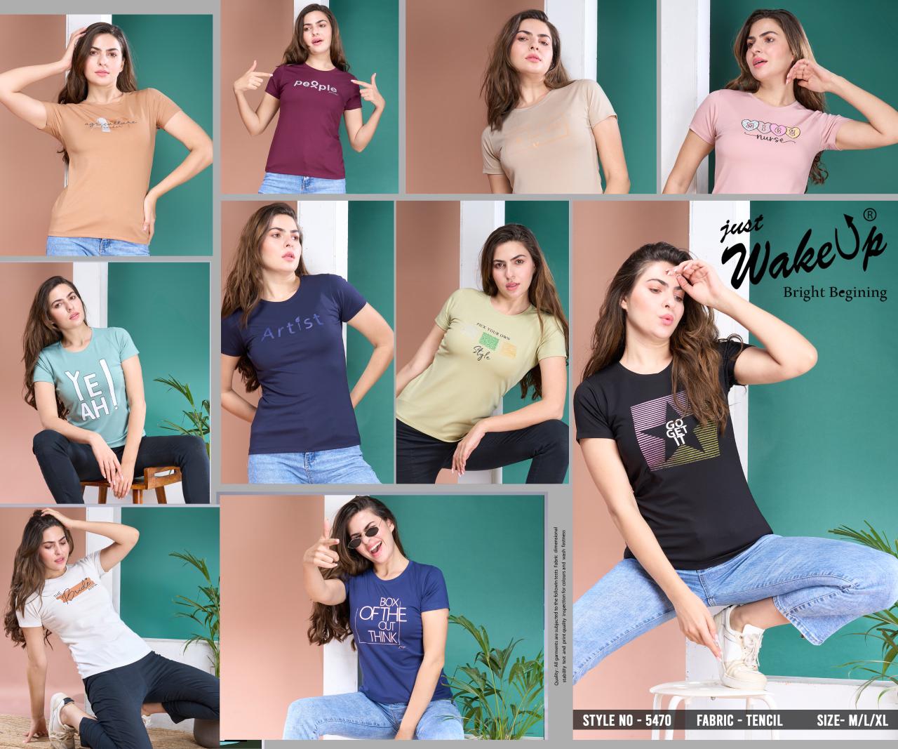 5470 Wakeup Lycra Tencil Women Tshirt