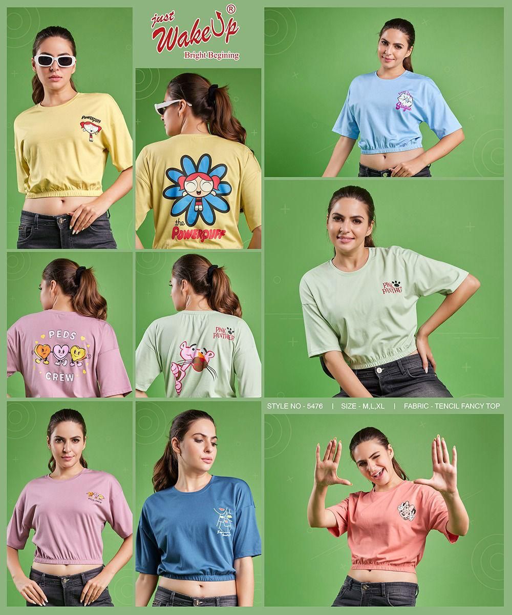 5476 Wakeup Lycra Tencil Women Tshirt Exporter Gujarat