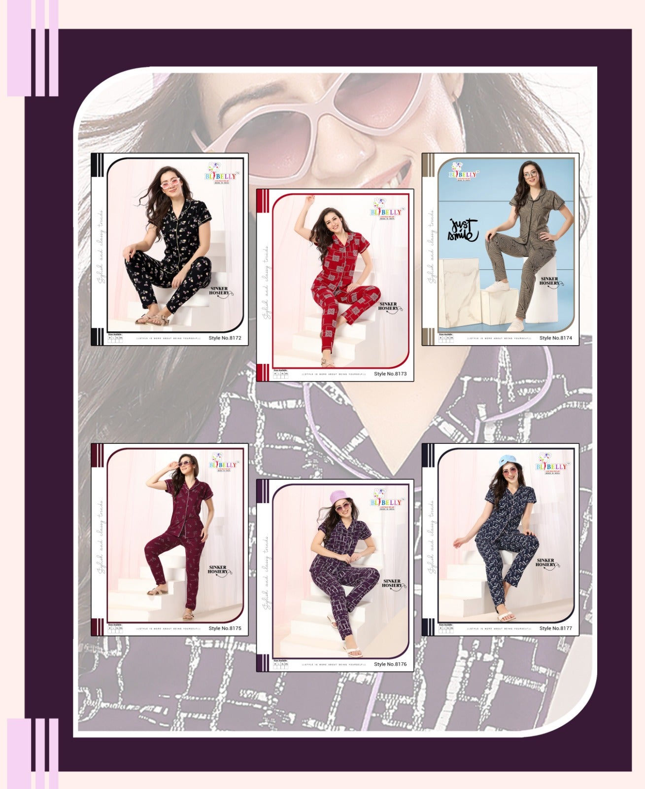 555 Belly Hosiery Sinker Collar Night Suits