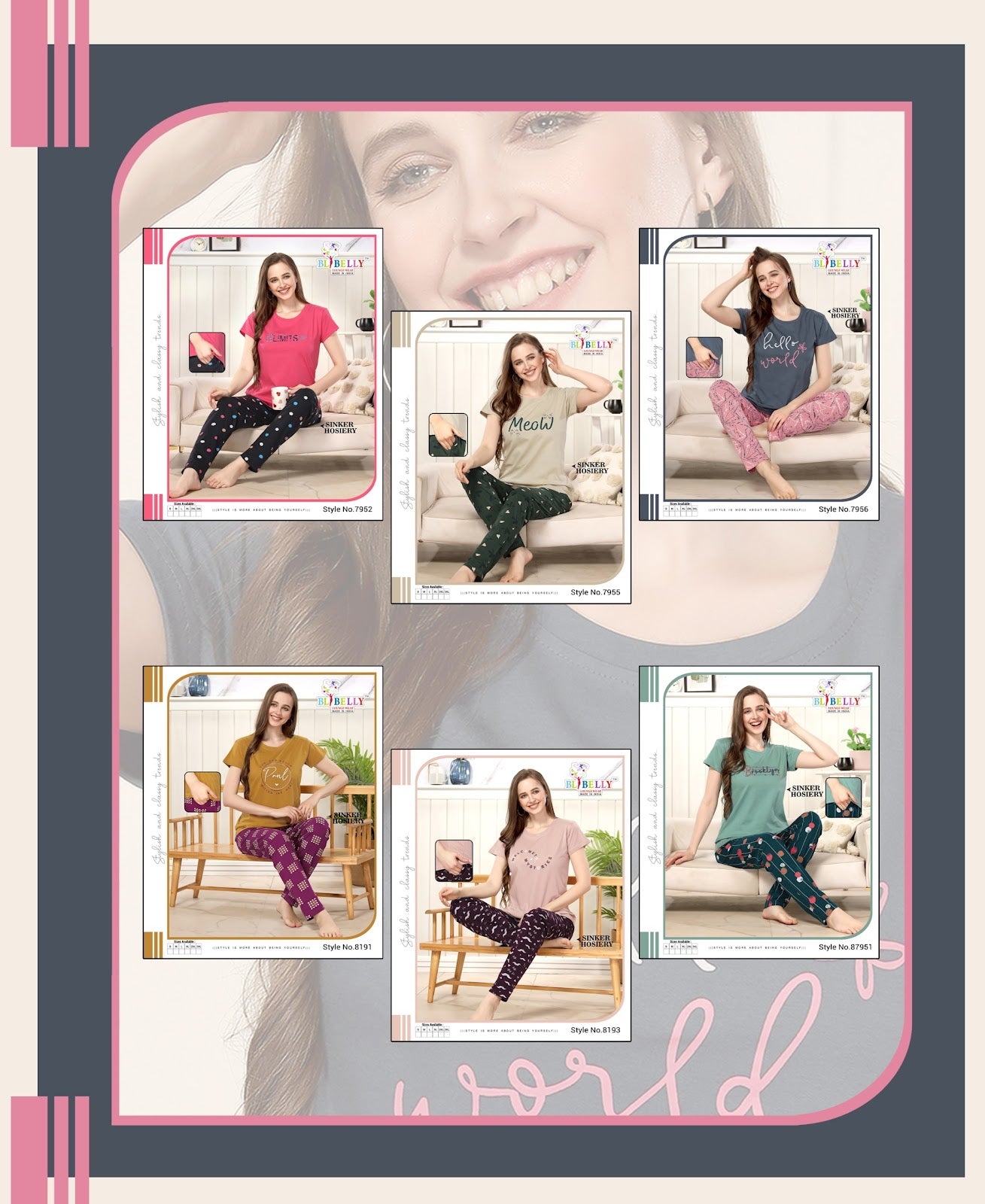 556 Belly Hosiery Sinker Pyjama Night Suits