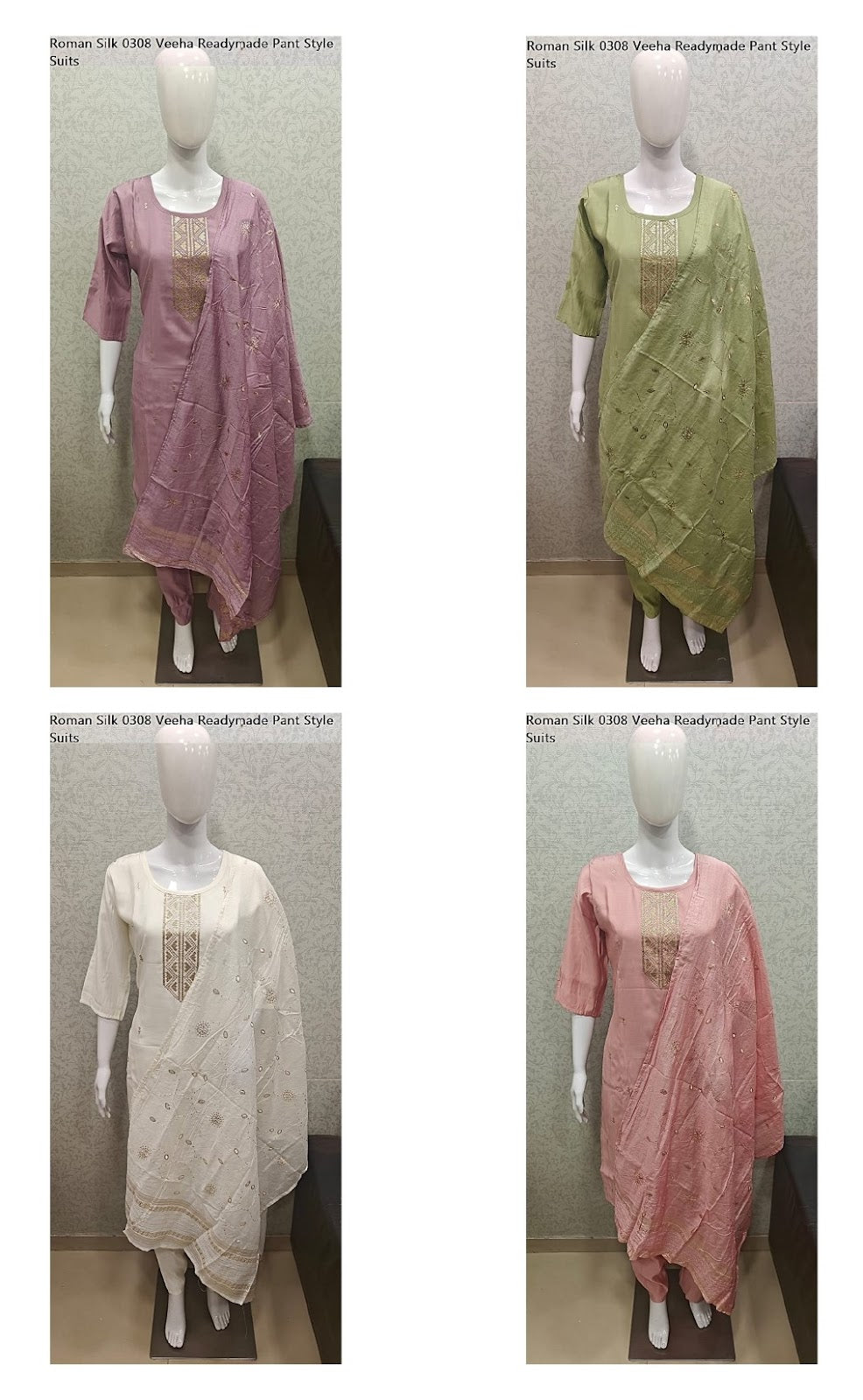 Roman Silk 0308 Veeha Readymade Pant Style Suits Wholesaler India