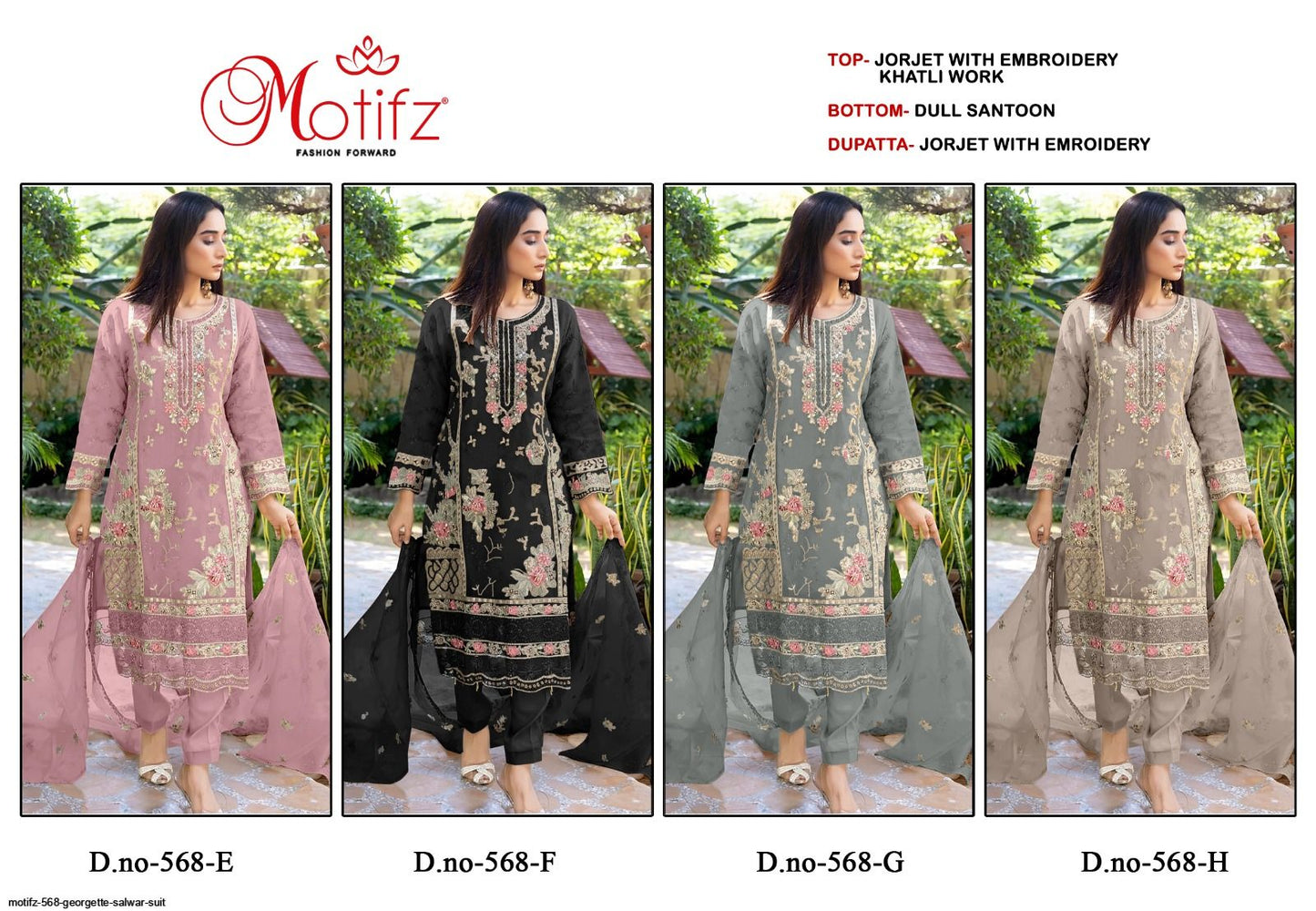 568Efgh Motifz Georgette Pakistani Salwar Suits Wholesale Price