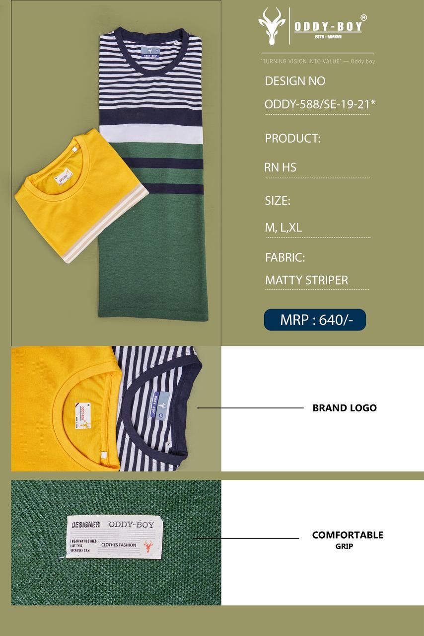 588 Se-19-21 Oddy Boy Auto Stripes Mens Tshirts Wholesale Rate