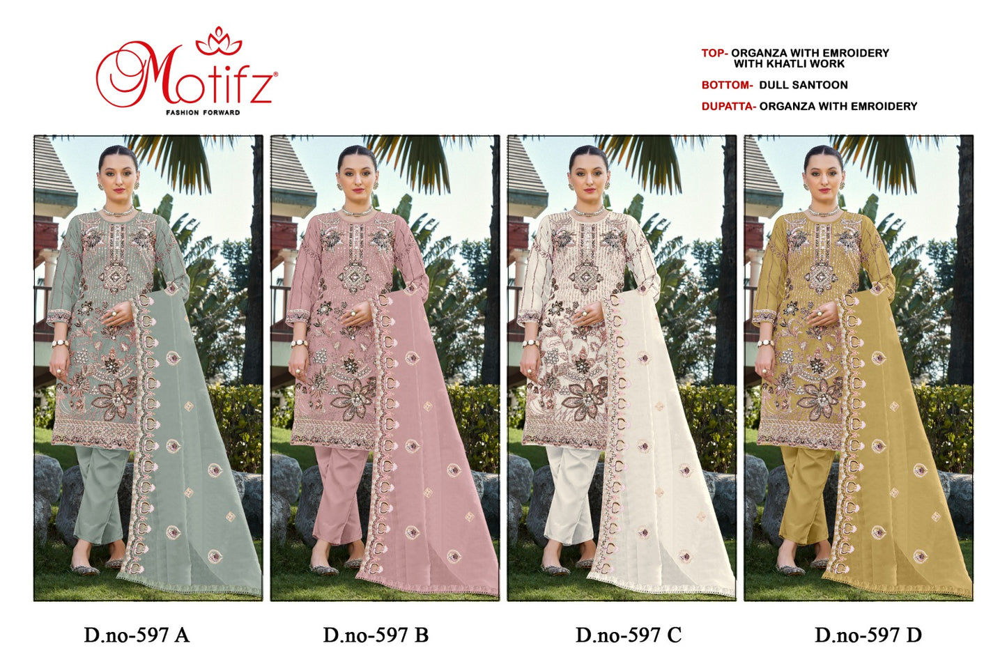 597 Motifz Organza Pakistani Salwar Suits