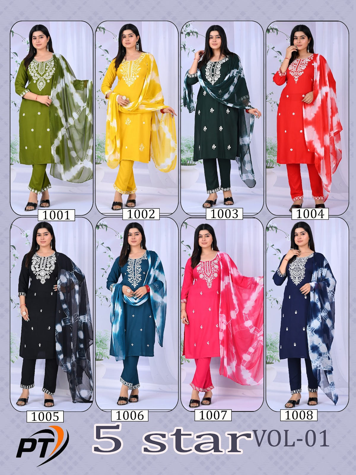 5 Star Vol 1 Pt Rayon 14Kg Readymade Pant Style Suits Wholesale Price