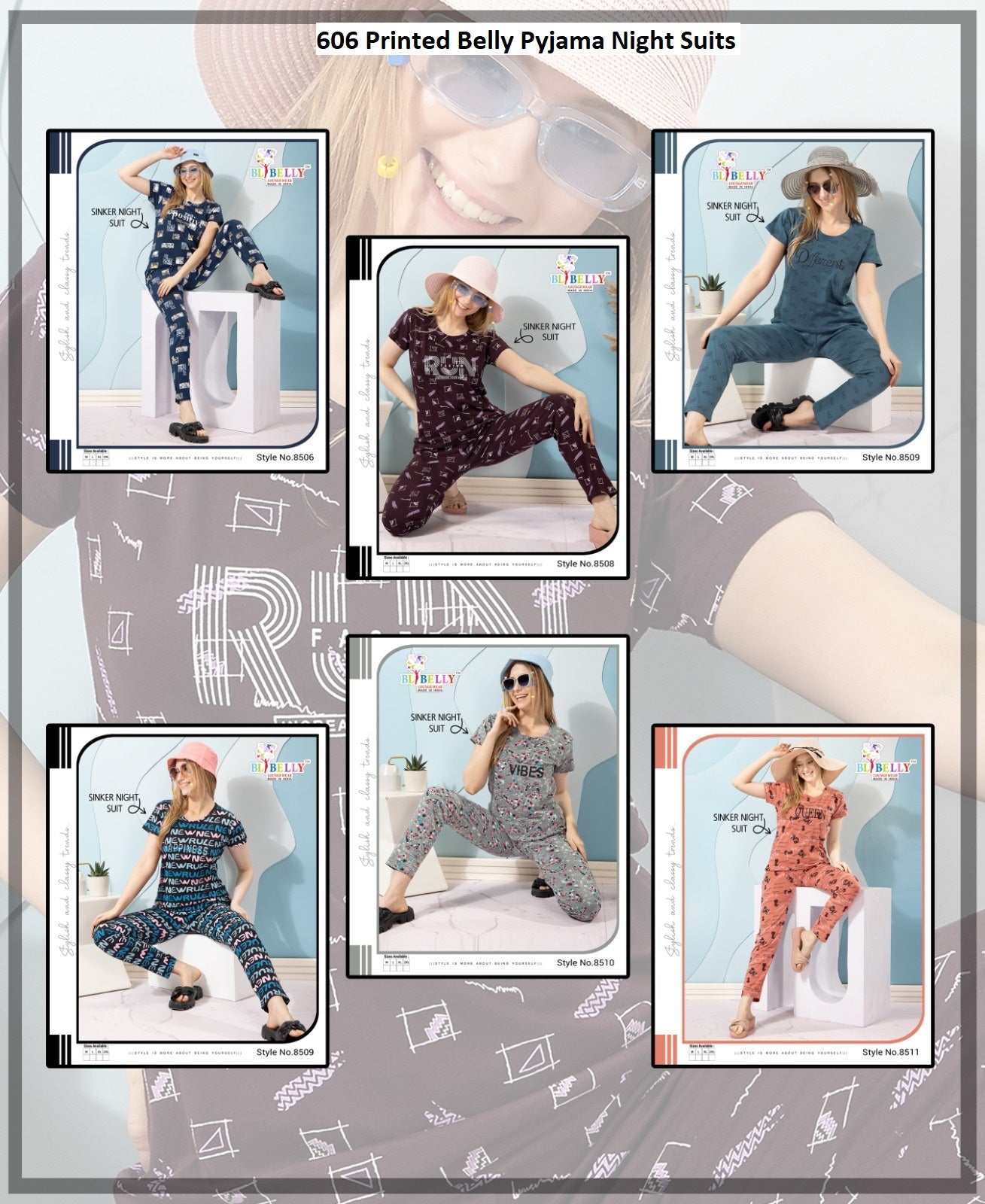 606 Printed Belly Sinker Pyjama Night Suits Manufacturer India