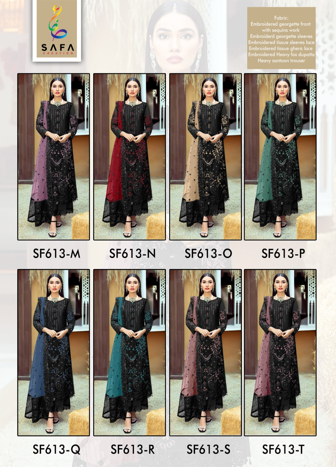 613-New Safa Creation Georgette Pakistani Salwar Suits Manufacturer