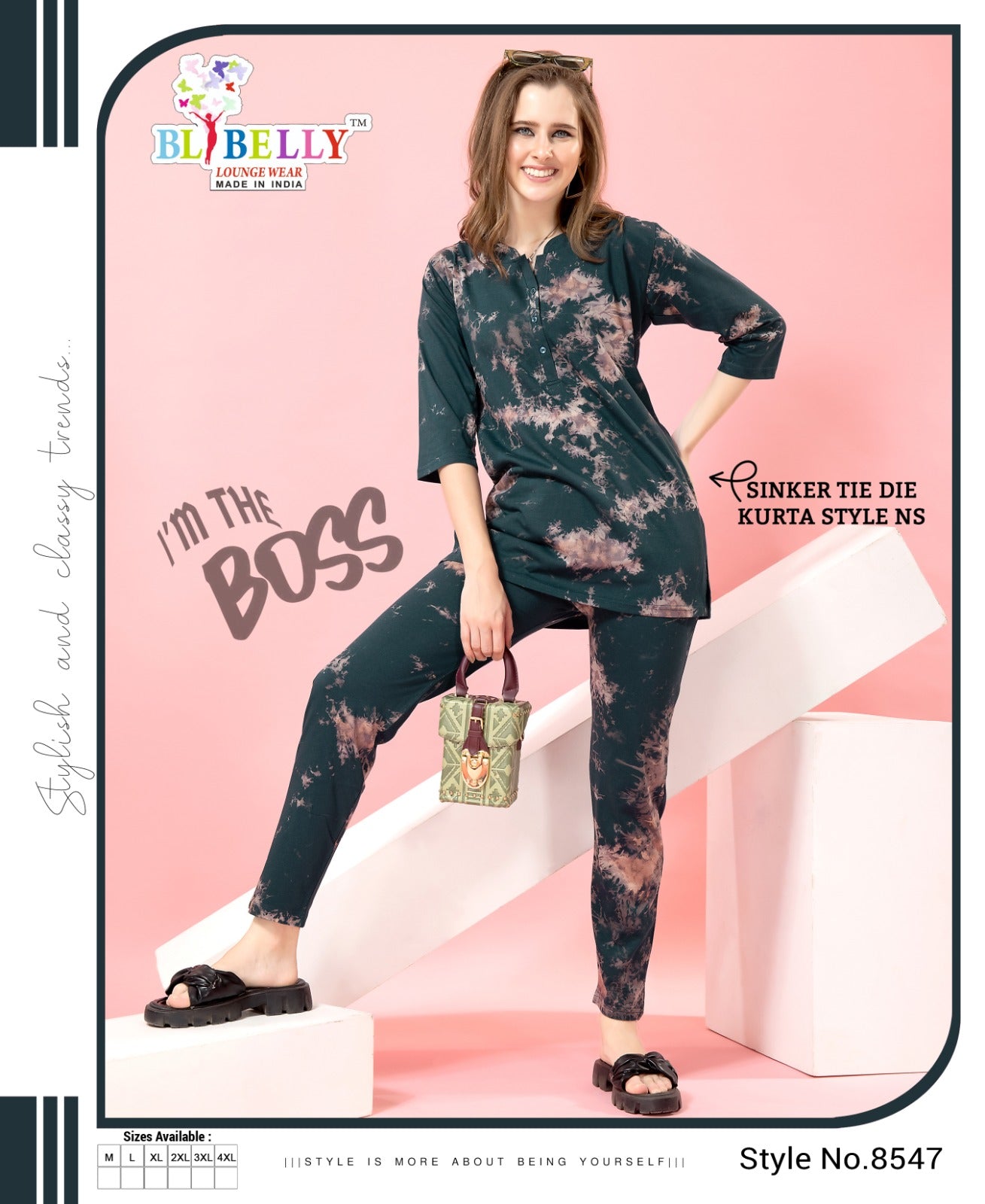 613 Tie Die Belly Sinker Kurta Night Suits Wholesale Price