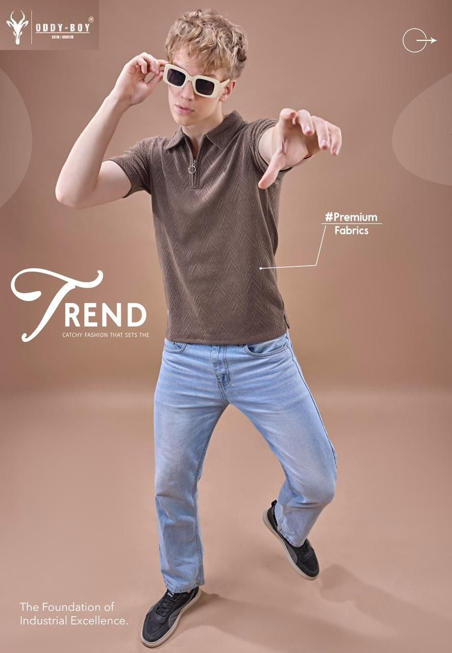 659 Cpe 19-22 Oddy Boy Jacquard Knit Mens Tshirts Supplier Gujarat