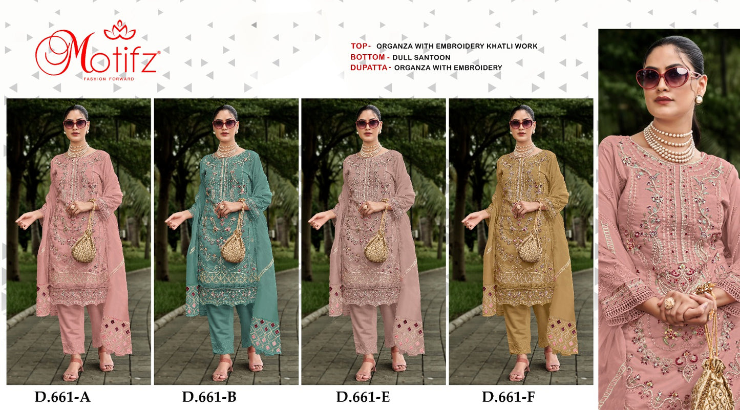 661 Abef Motifz Organza Pakistani Salwar Suits Exporter India