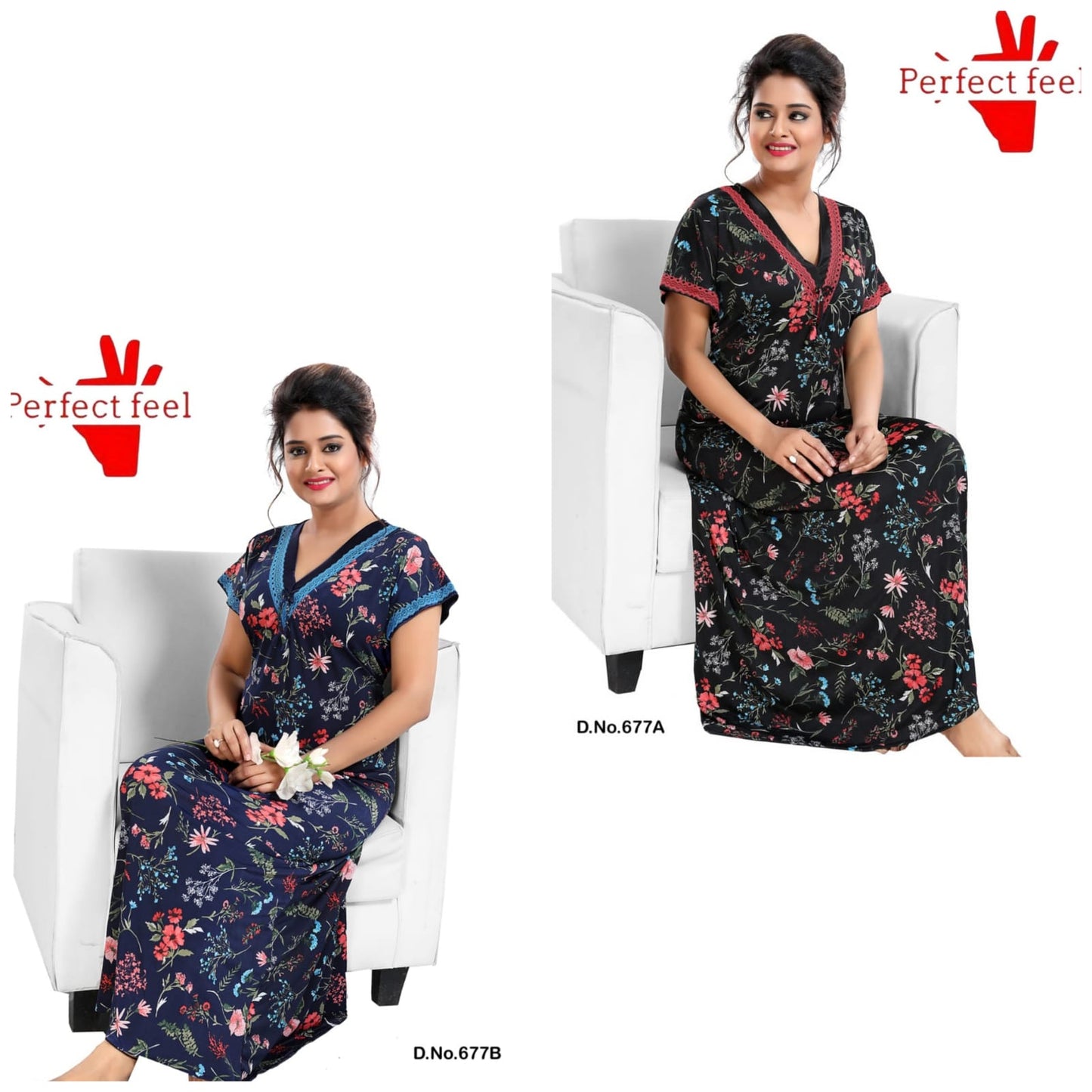 677 Perfect Feel Textured Night Gowns Manufacturer Ahmedabad