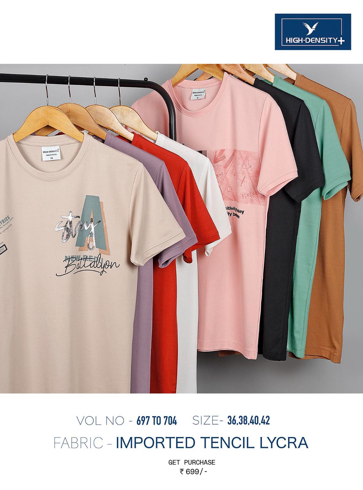 697-704 High Density Tencil Lycra Mens Tshirts Exporter Gujarat