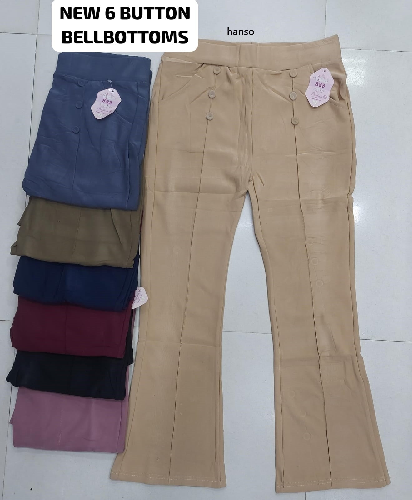 6 Buttons Bell Bottom Hanso Women Pants Supplier