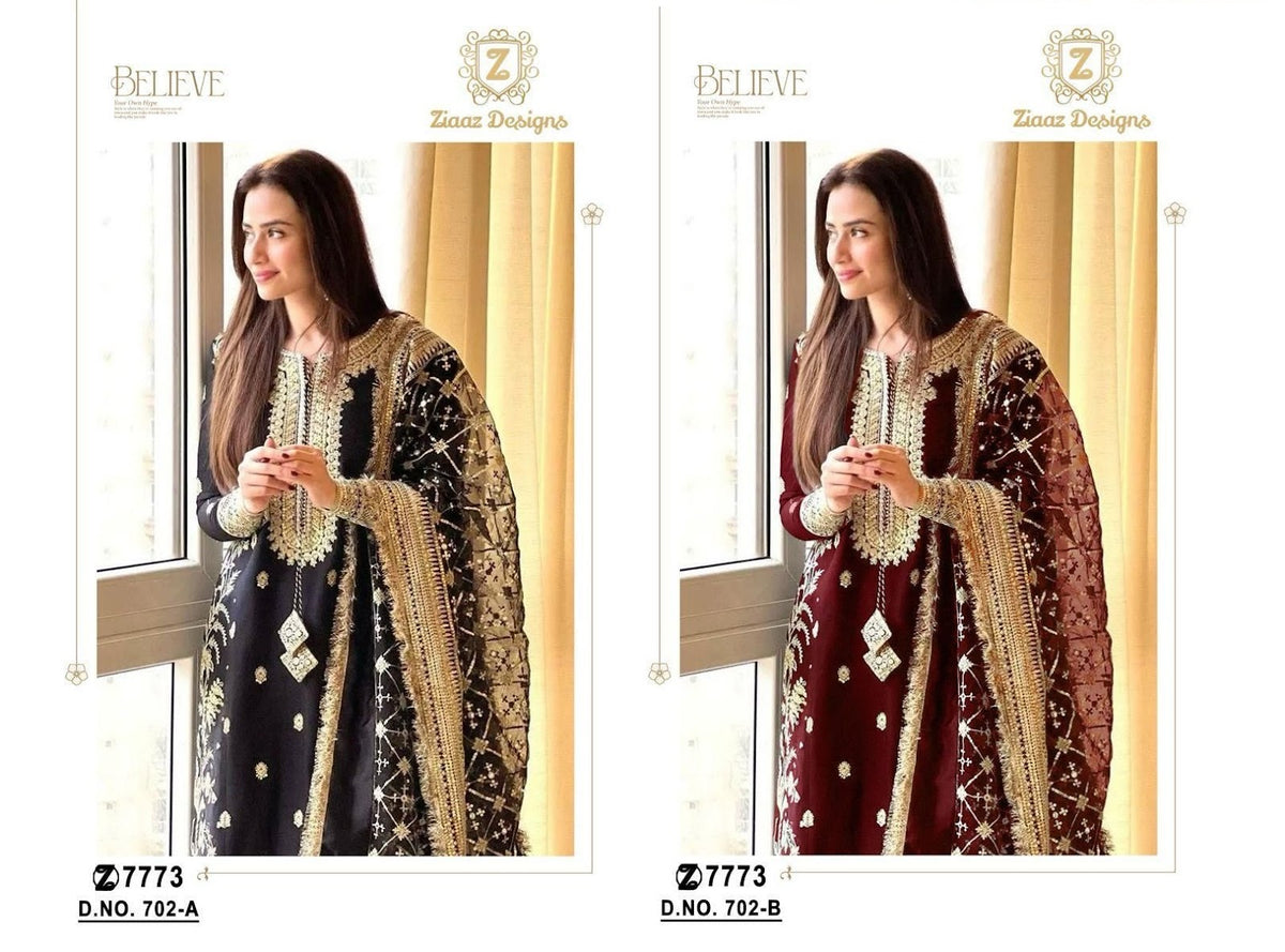 702Ab Ziaaz Designs Georgette Pakistani Salwar Suits Wholesale Rate