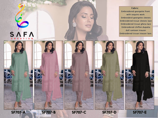 707New Colours Safa Creation Georgette Pakistani Salwar Suits
