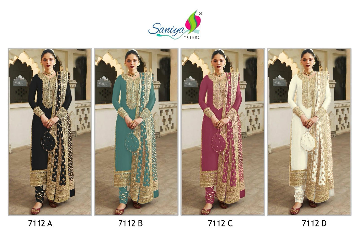 7112Abcd Saniya Trendz Georgette Pakistani Salwar Suits Wholesaler