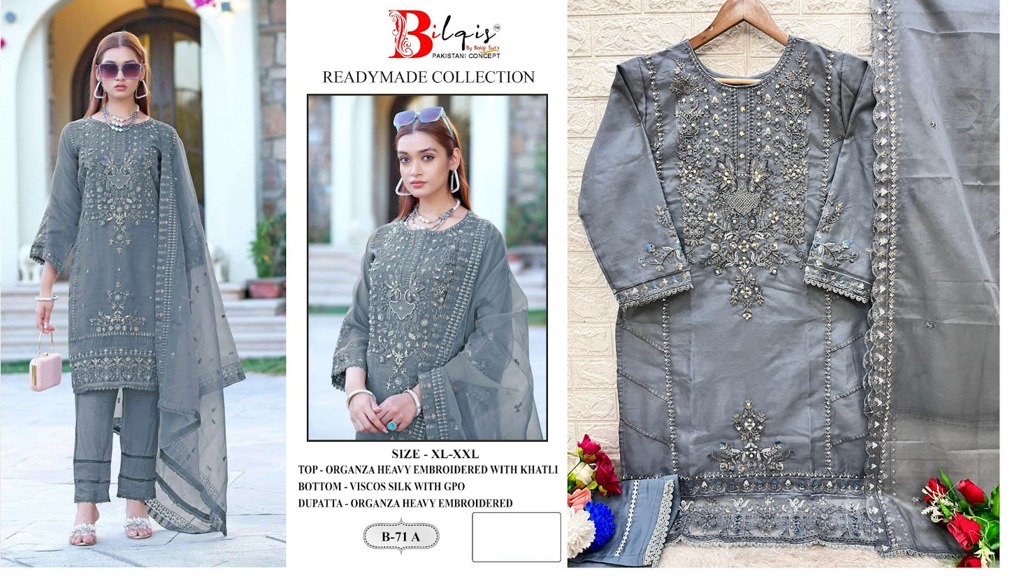 71 Bilqis Organza Pakistani Readymade Suits Supplier Ahmedabad