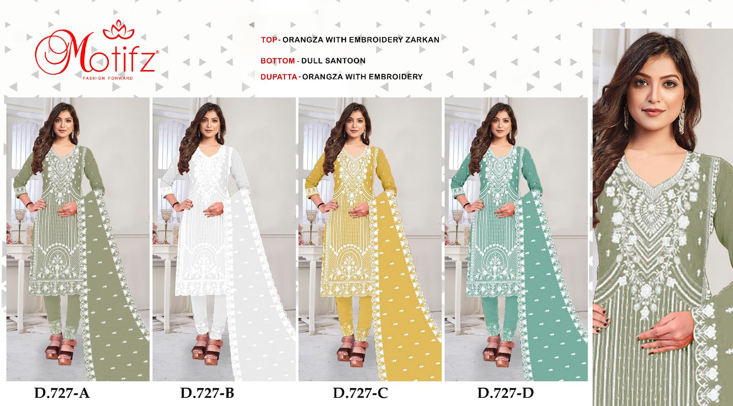 727 Abcd Motifz Organza Pakistani Salwar Suits Exporter Ahmedabad