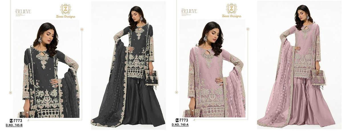 745Ab Ziaaz Designs Organza Pakistani Salwar Suits Manufacturer India
