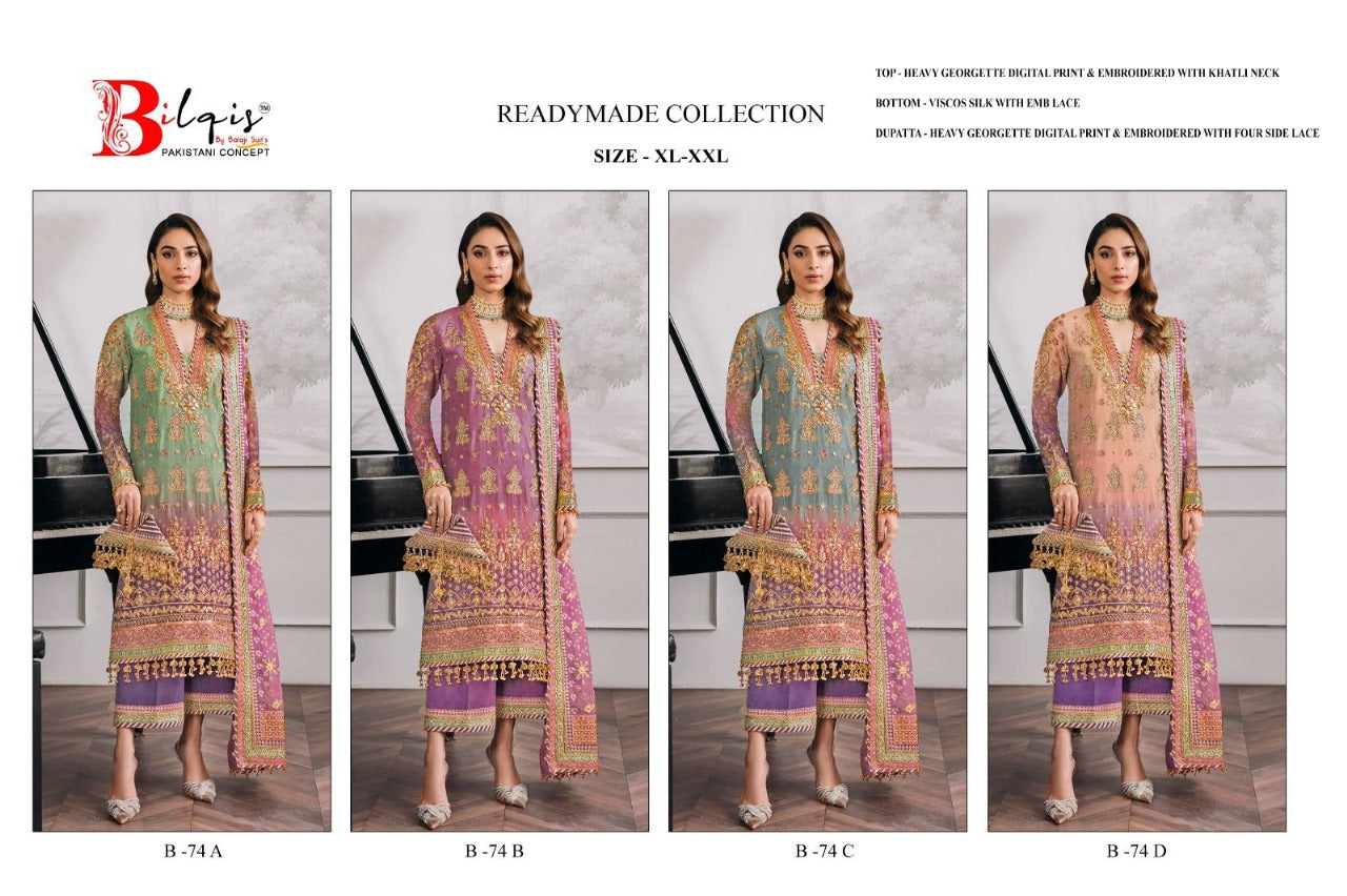 74 Bilqis Fox Georgette Pakistani Readymade Suits Exporter Ahmedabad
