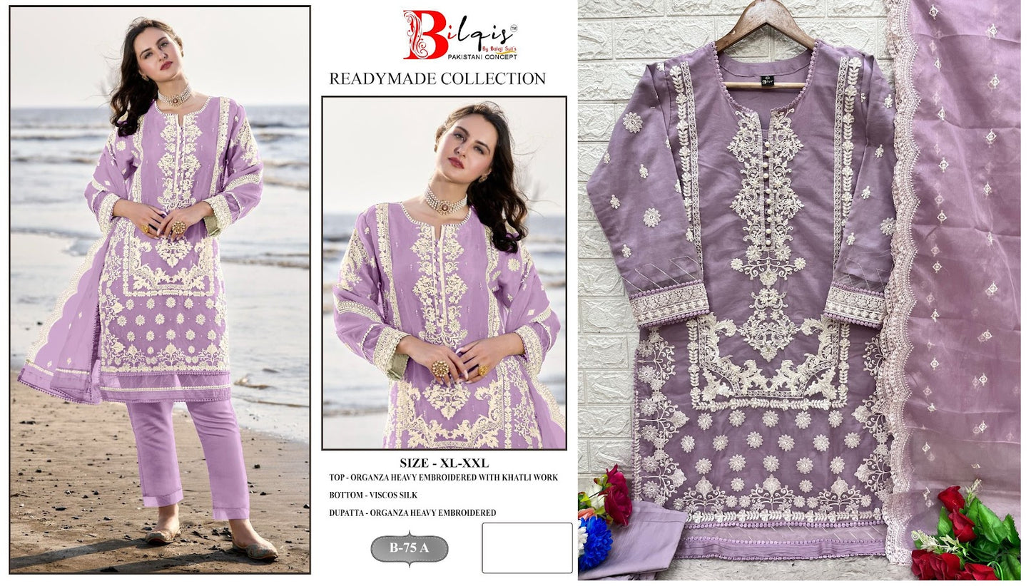 75 Bilqis Organza Pakistani Readymade Suits Supplier Gujarat