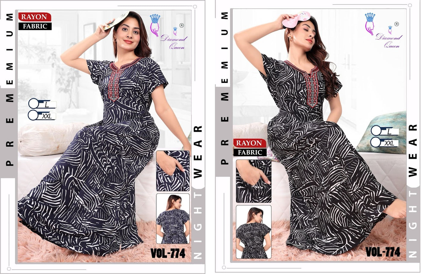 774 Diamond Queen Fancy Rayon Night Gowns