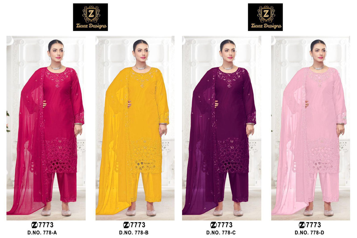 778Abcd Ziaaz Designs Pure Crinckle Chiffon Pakistani Salwar Suits Supplier Gujarat
