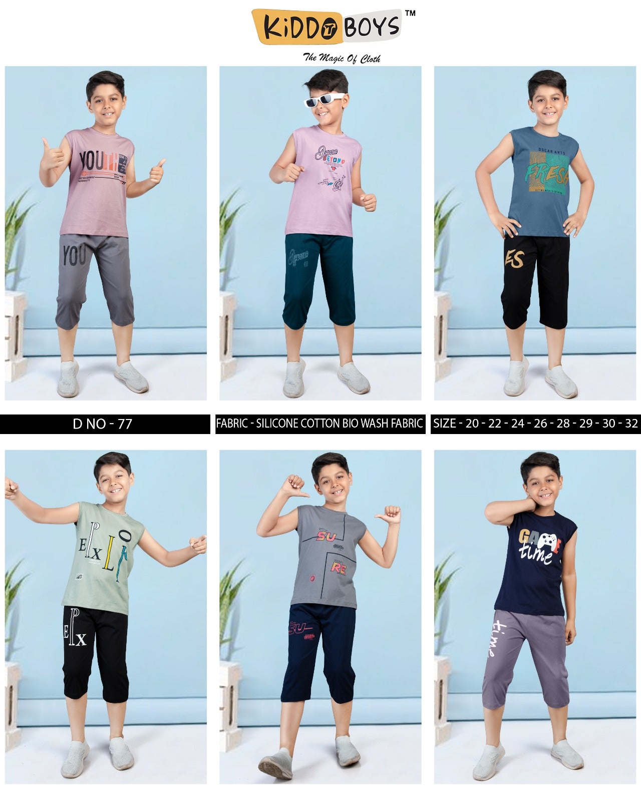 77 Kiddo Silicon Boys Capri Night Suit