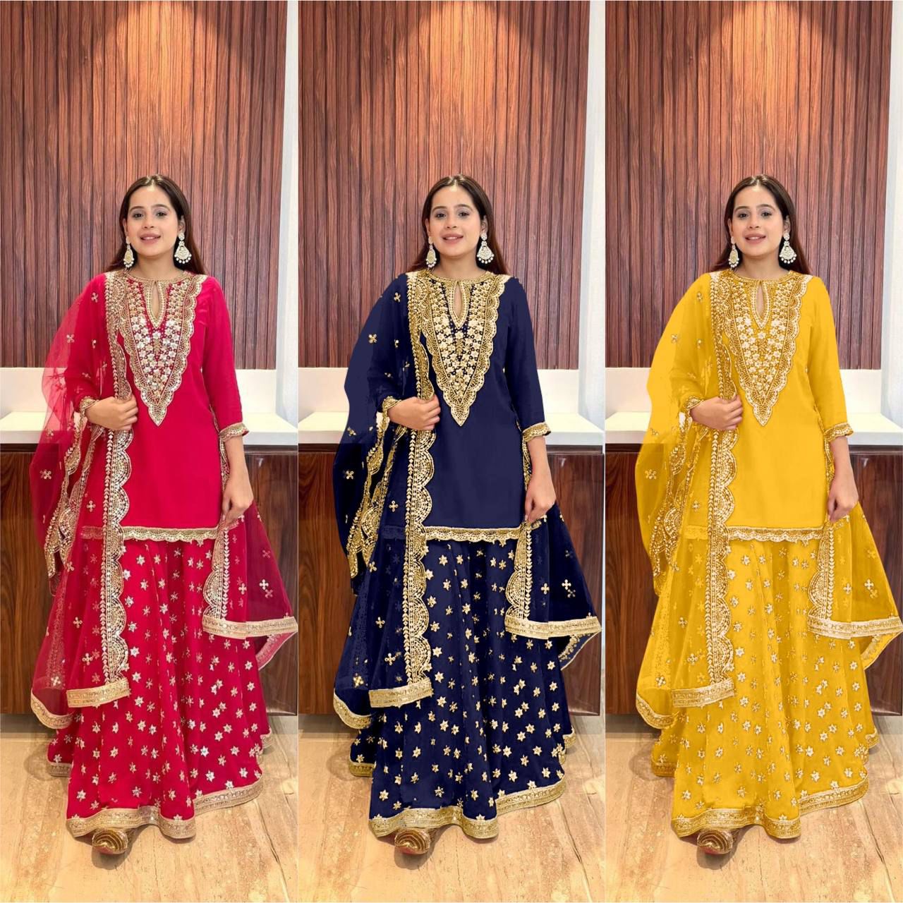 784 Aarohi Faux Georgette Readymade Plazzo Style Suits